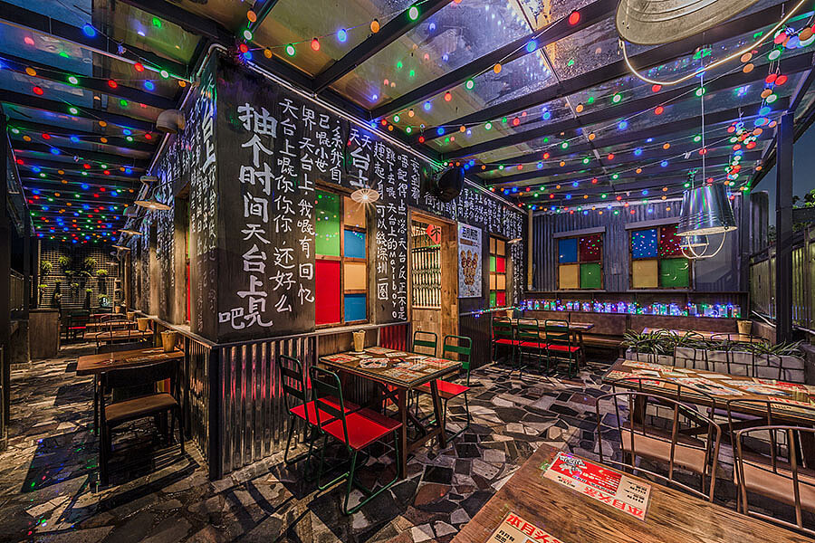 郑州露台上见烧烤店装修公司设计案例