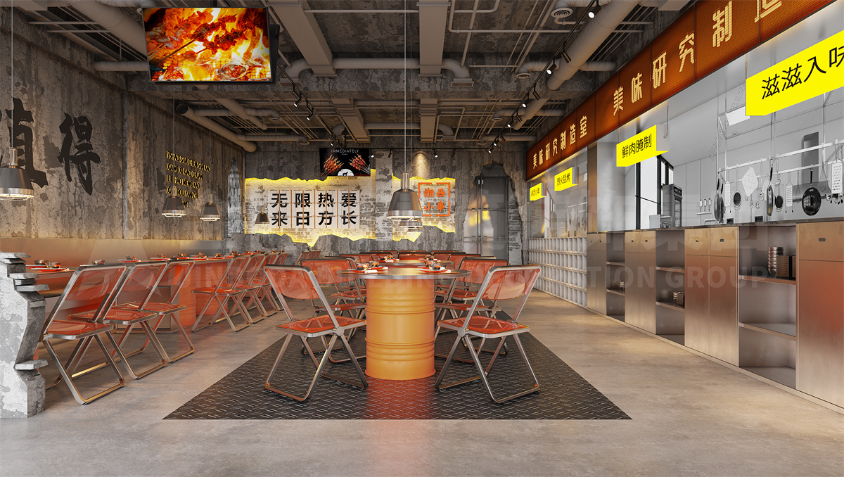 山东许昌76号烧烤店装修设计成效图